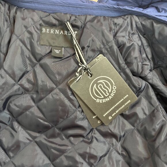 Bernardo Hooded Raincoat with Removable Hooded Bib Navy Blue Size XS New - Picture 12 of 15